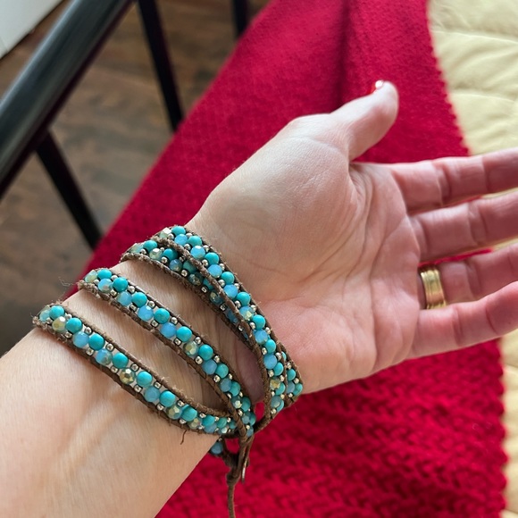 Bracelet Nakomal brand handcrafted artisan wrap bracelet blue stones - Picture 5 of 5